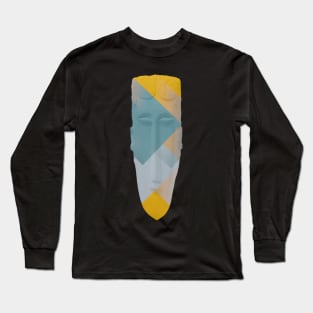 head sculpture yellow and blue Long Sleeve T-Shirt